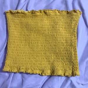 Yellow strapless top